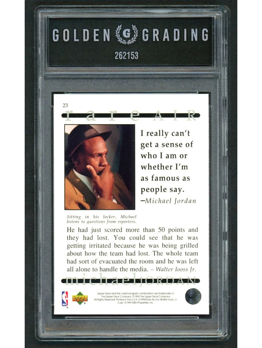 1994 Upper Deck MJ Rare Air #23 Michael Jordan Bulls HOF Graded Mint 9